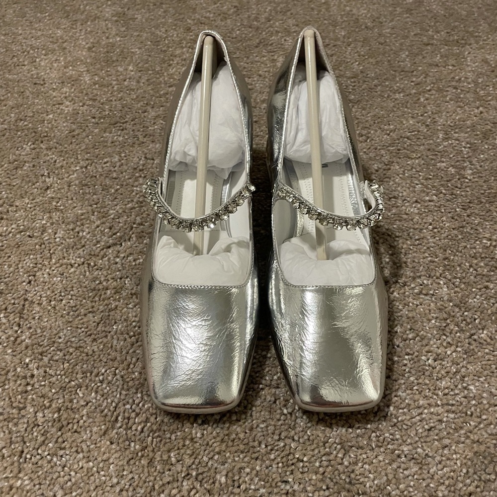 Silver Mary Jane heels